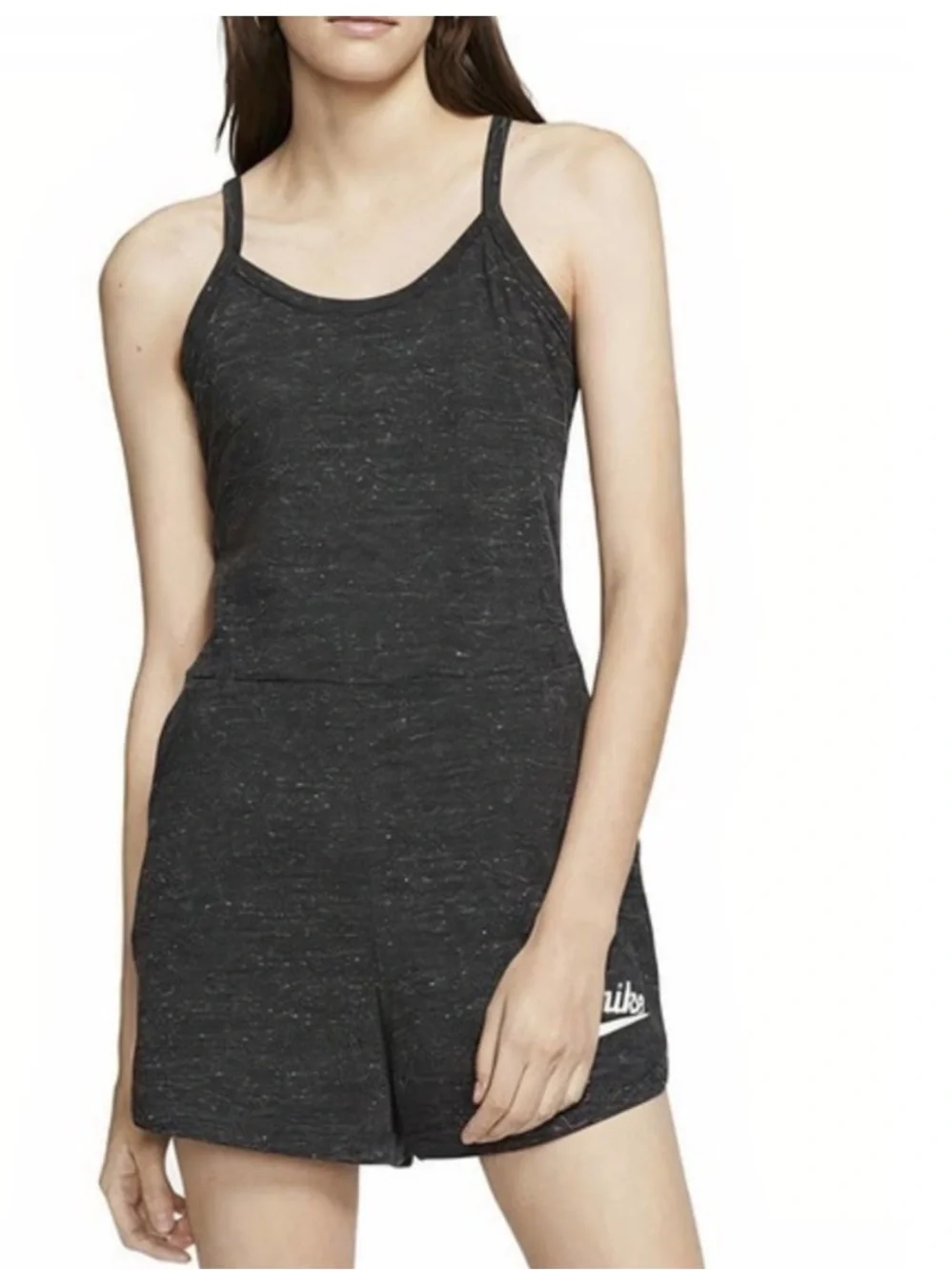 Nike Women's Black Heather Spaghetti-Strap Romper